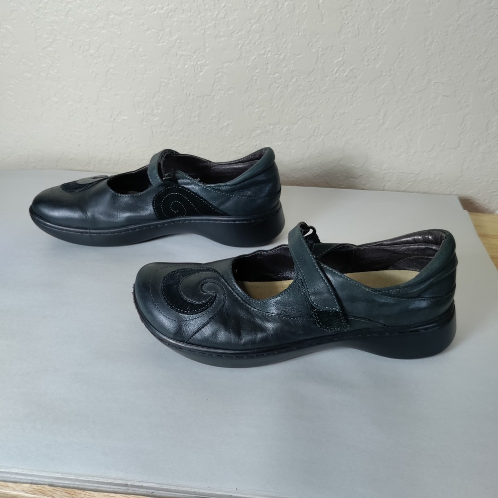 Naot Koru Leather Mary Jane Shoes Dark Green Swirl EU 41 L10